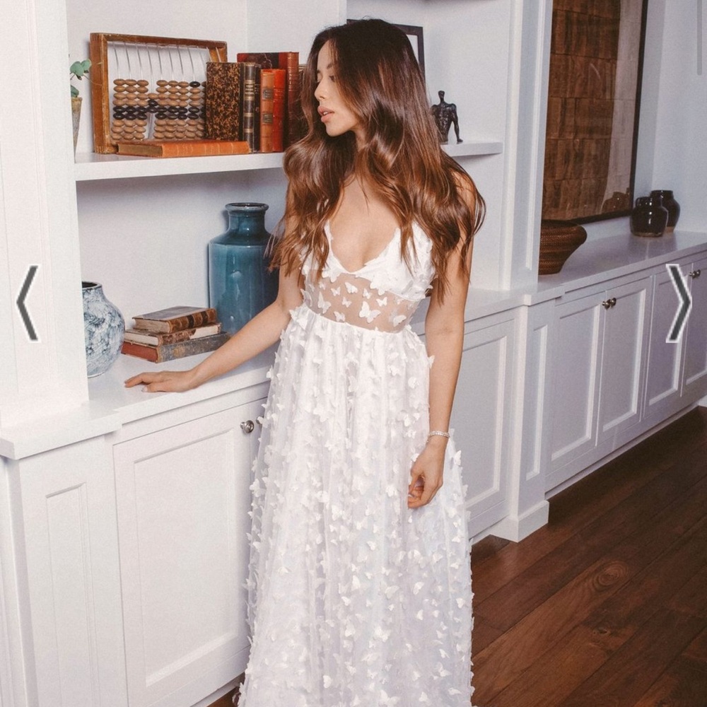 lurelly butterfly white gown long dress xs